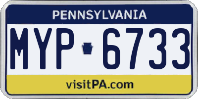 PA license plate MYP6733