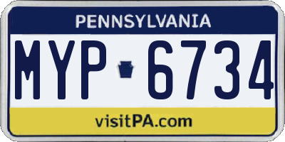 PA license plate MYP6734