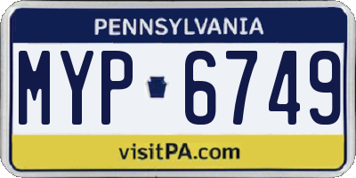 PA license plate MYP6749