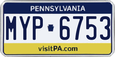 PA license plate MYP6753