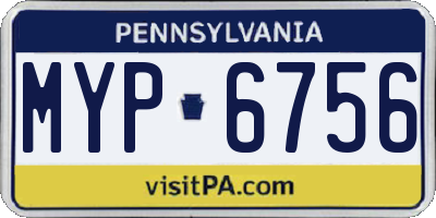 PA license plate MYP6756