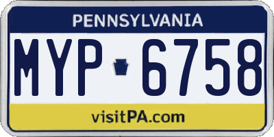 PA license plate MYP6758