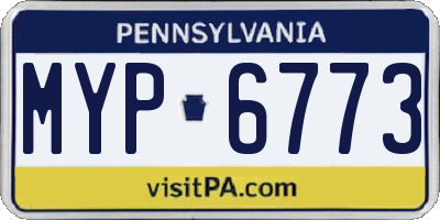 PA license plate MYP6773