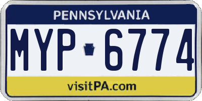 PA license plate MYP6774