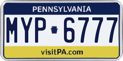PA license plate MYP6777