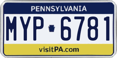 PA license plate MYP6781