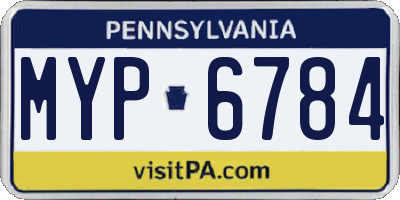 PA license plate MYP6784