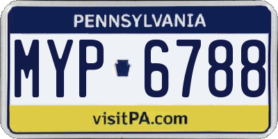 PA license plate MYP6788