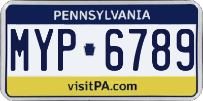 PA license plate MYP6789