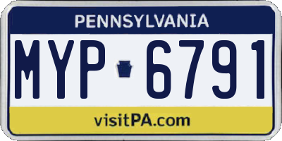 PA license plate MYP6791