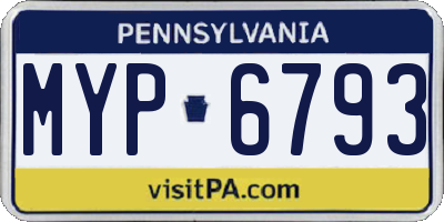 PA license plate MYP6793