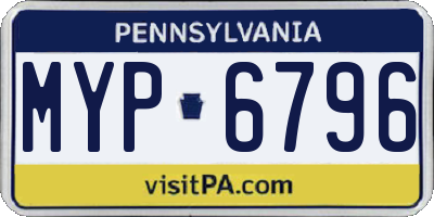 PA license plate MYP6796