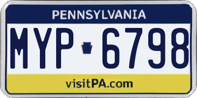 PA license plate MYP6798
