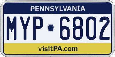 PA license plate MYP6802
