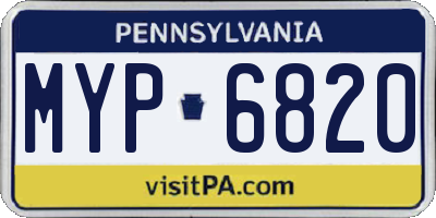 PA license plate MYP6820