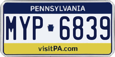 PA license plate MYP6839