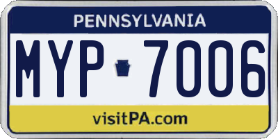 PA license plate MYP7006
