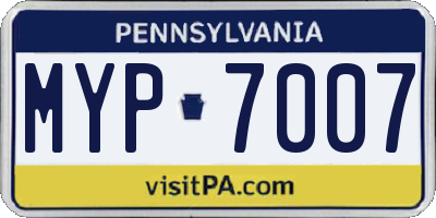PA license plate MYP7007