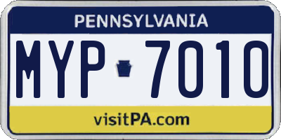 PA license plate MYP7010