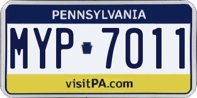 PA license plate MYP7011