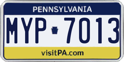 PA license plate MYP7013