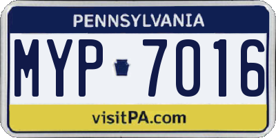 PA license plate MYP7016