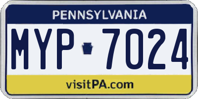 PA license plate MYP7024