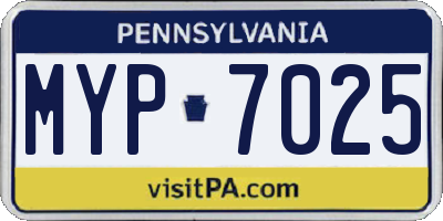 PA license plate MYP7025