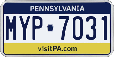 PA license plate MYP7031