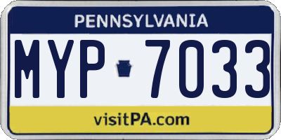 PA license plate MYP7033