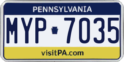 PA license plate MYP7035