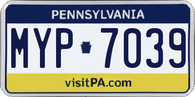PA license plate MYP7039