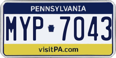PA license plate MYP7043