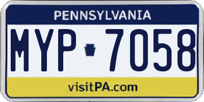 PA license plate MYP7058