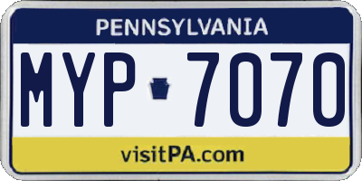 PA license plate MYP7070