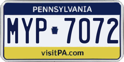 PA license plate MYP7072