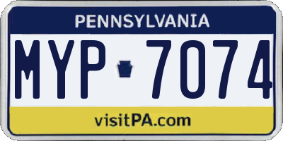 PA license plate MYP7074