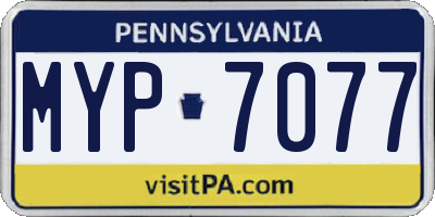 PA license plate MYP7077