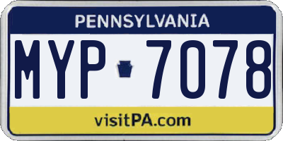 PA license plate MYP7078