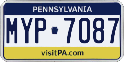 PA license plate MYP7087