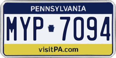 PA license plate MYP7094