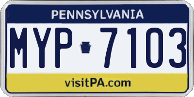 PA license plate MYP7103