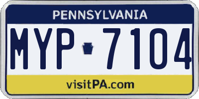 PA license plate MYP7104