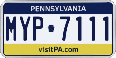 PA license plate MYP7111