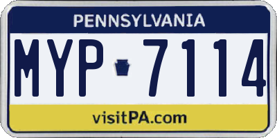 PA license plate MYP7114