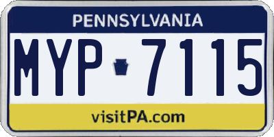 PA license plate MYP7115
