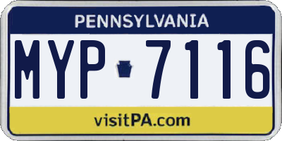 PA license plate MYP7116