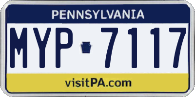 PA license plate MYP7117
