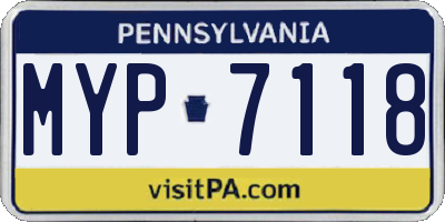 PA license plate MYP7118