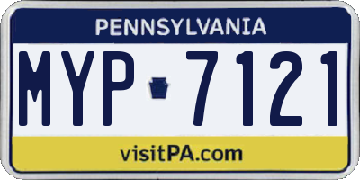 PA license plate MYP7121
